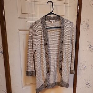 Maurices Gray and White Cozy Knit Cardigan